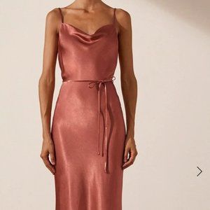 SHONA JOY - LA LUNE BIAS COWL MIDI DRESS - TERRACOTTA size 0